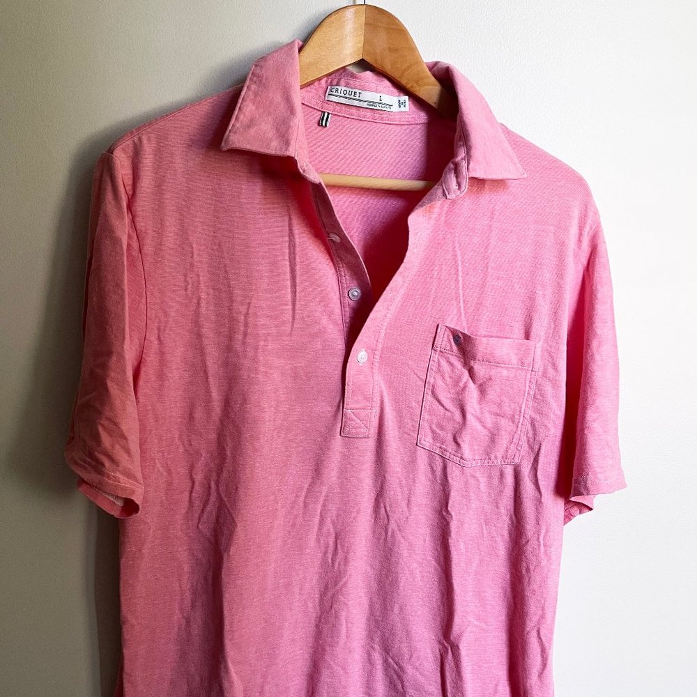 Men's CRIQUIT Sunwashed Polo, Size Large, Pink/Orange/Coral Color, NWOT